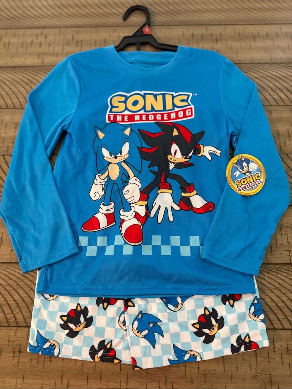 Sonic the Hedgehog Blue Kids Long Sleeve top and short Pajama set size M-NWT